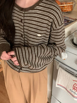[MADE] [Planning] Slits Stripe Round Cardigan