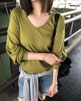 [ORIGINAL] Rainy V-Neck Sheer Long-Sleeve Tee
