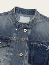 Chike Unbalanced Cropped Denim Jacket