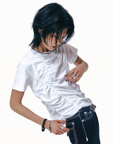 [0055] フロントシャーリング半袖Tシャツ (White)