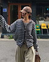 [MADE] Spell Food Border Knit Zip-Up