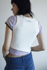 アシンメトリースリーブビーチTシャツ PURPLE/BROWN