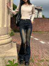Y2K Vintage Washed Brownie Bootcut High Waist Long Pants