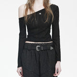 Holy Symbol Ripped Off-shoulder Top_black