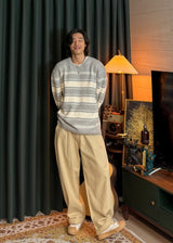A-line Curved Wide Cotton Pants 3COLOR