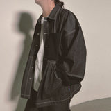 reverse Terry Pocket Denim Jacket_black