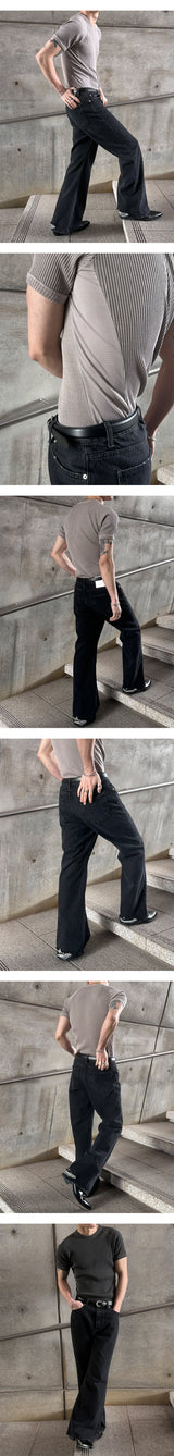 [Unisex] アンダーカッティングブーツカットパンツ