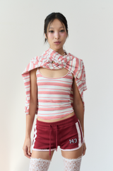 stripe sleeveless red
