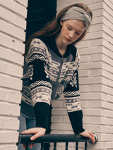 VINTAGE FLOWER KNIT ZIP UP GRAY
