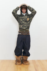 Crow Keys Crop Hood Zip-up (Camo)