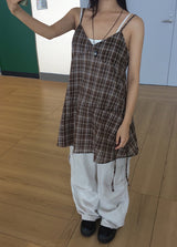 Gaps Check Bustier String Sleeveless One Piece