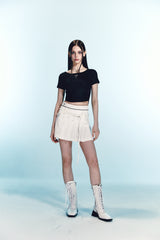 Piercing Low Waist Pleated Skirt