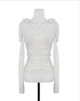 term ribbon off & shirring slim top