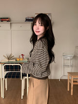 [MADE] [Planning] Slits Stripe Round Cardigan