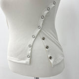 Unbuttoned off snap button slit short sleeve T (4 colors)