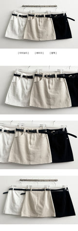 Loader cotton A-line miniskirt + belt set