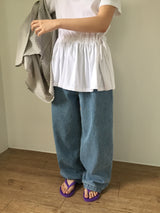 アイレットフリルクルーネックTシャツ (3color)