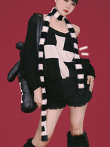 striped angora muffler