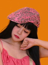 pink leopard hunting cap