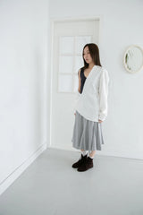 stripe banding flare midi skirt(3colors)
