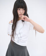 GLITTER KEY OFF SHOULDER - WHITE