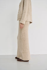 Ribbed Wool Maxi Skirt-KHAKI