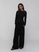 Side Shirring Stripe Top_Charcoal