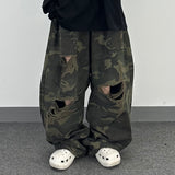 camo bio washed distressed pants