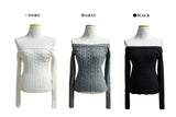 Luna Skin Off-Shoulder Cable Slim-Fit Knit