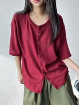 Delita Loose Knit Short-Sleeve Cardigan 5color