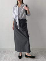 Ruffle Tencel See-through Blouse