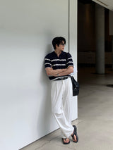 LMN Wanted Dangara Open Collar Twisted Short Sleeve Knitwear (2 colors)