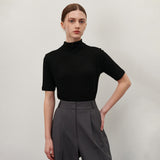 HALF TURTLE-NECK T SHIRT BLACK