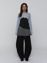 Striped Mini Skirt_Charcoal