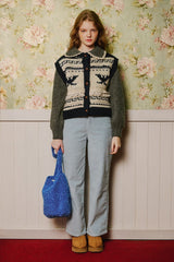 Vivid Hair Wool Shoulder Bag [Blue]