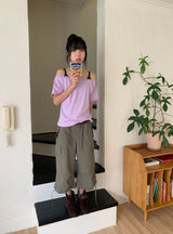 Elise Nylon Wide Capri Bermuda Pants