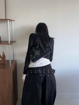 Sophia Vintage Eyelet Lace-up Shoulder Bag 