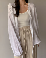 Fillet linen hooded cardigan