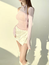 1155. Via scarf halter top bolero set (5color)