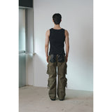 Signature leather cargo pants(Khaki)