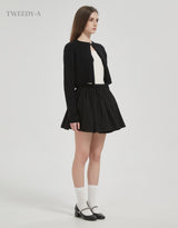 Lacey cotton shirring wrap mini skirt black