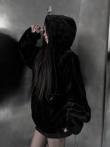 mink fur two-way hooded zip-up (2color)