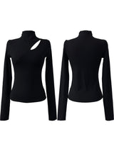 diagonal cut-out half neck T
