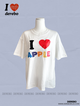 I Love Apple Cotton Oversized Fit Half Sleeve Tee
