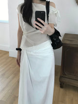 レイヤーオフショルダーブラウス (3 colors)