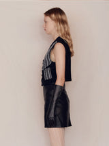 Denim Patched Fleece Vest (Black)