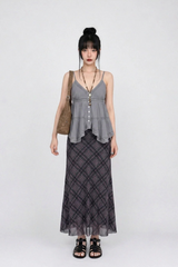 レース ブリーズ ボタン キャミ トップ (WHITE, VIOLET GRAY 2COLORS!)