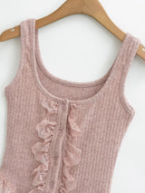 Brina Lace Ruffle Button Top