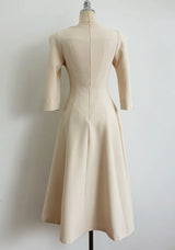 Deels Boat-Neck Puff Three Quarter Flare Long One Piece