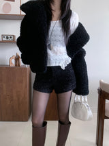 Snug Cozy Tweed High-Waist Shorts